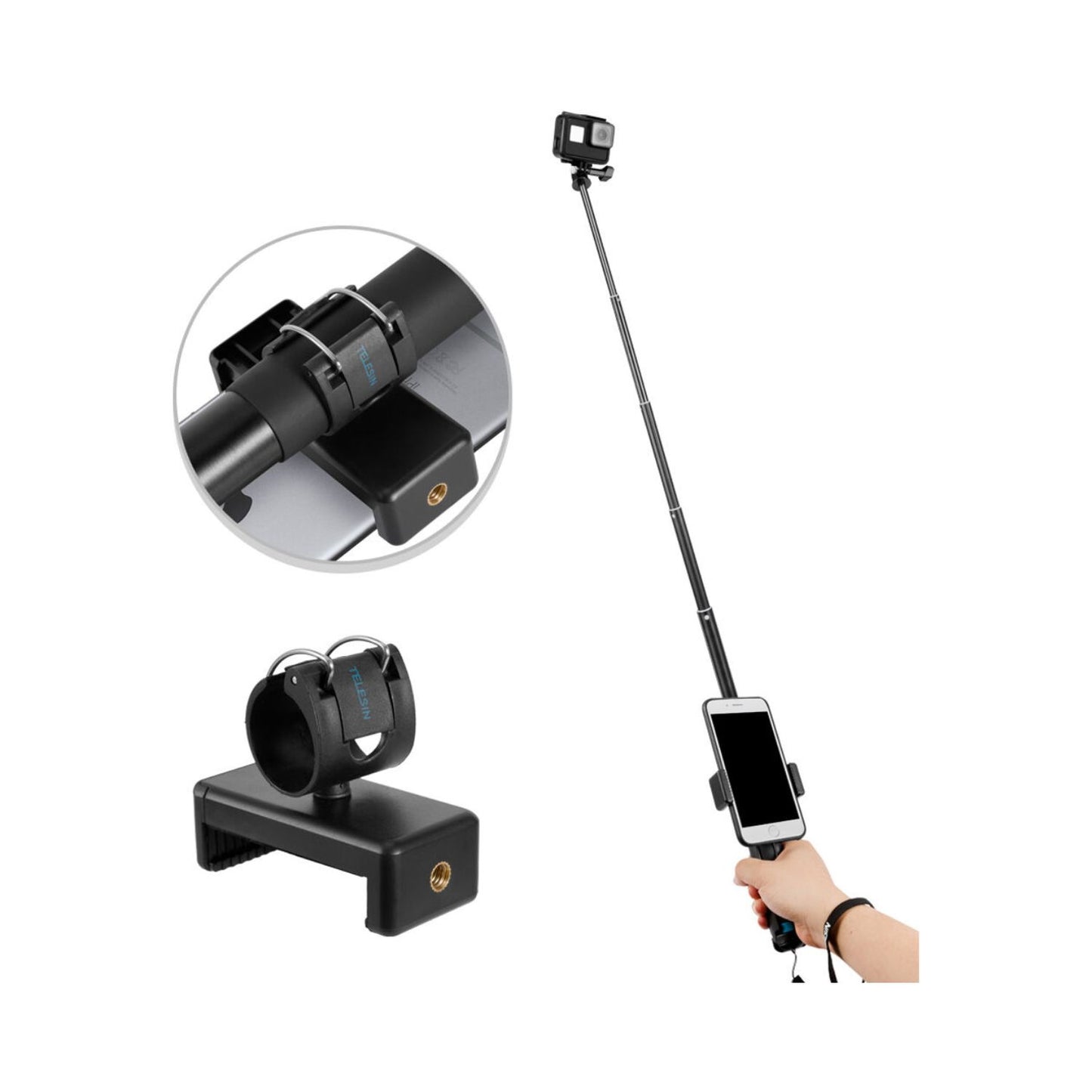 Telesin-GP-MNP-090-S-Extendable-Aluminum-Selfie-Stick-With-Tripod-And-Phone-Clip-Online-Buy-Mumbai-India_5 - Hey Jimmy