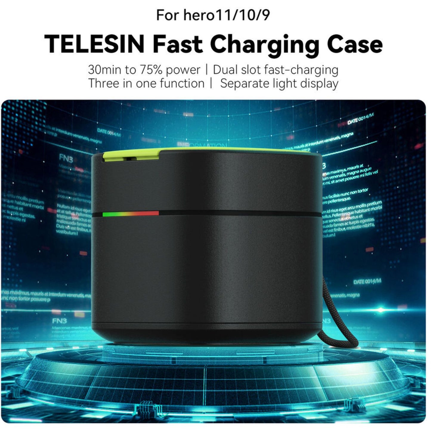 Telesin 2-Channel Fast Charger Box for GoPro HERO 12/11/10/9 Batteries