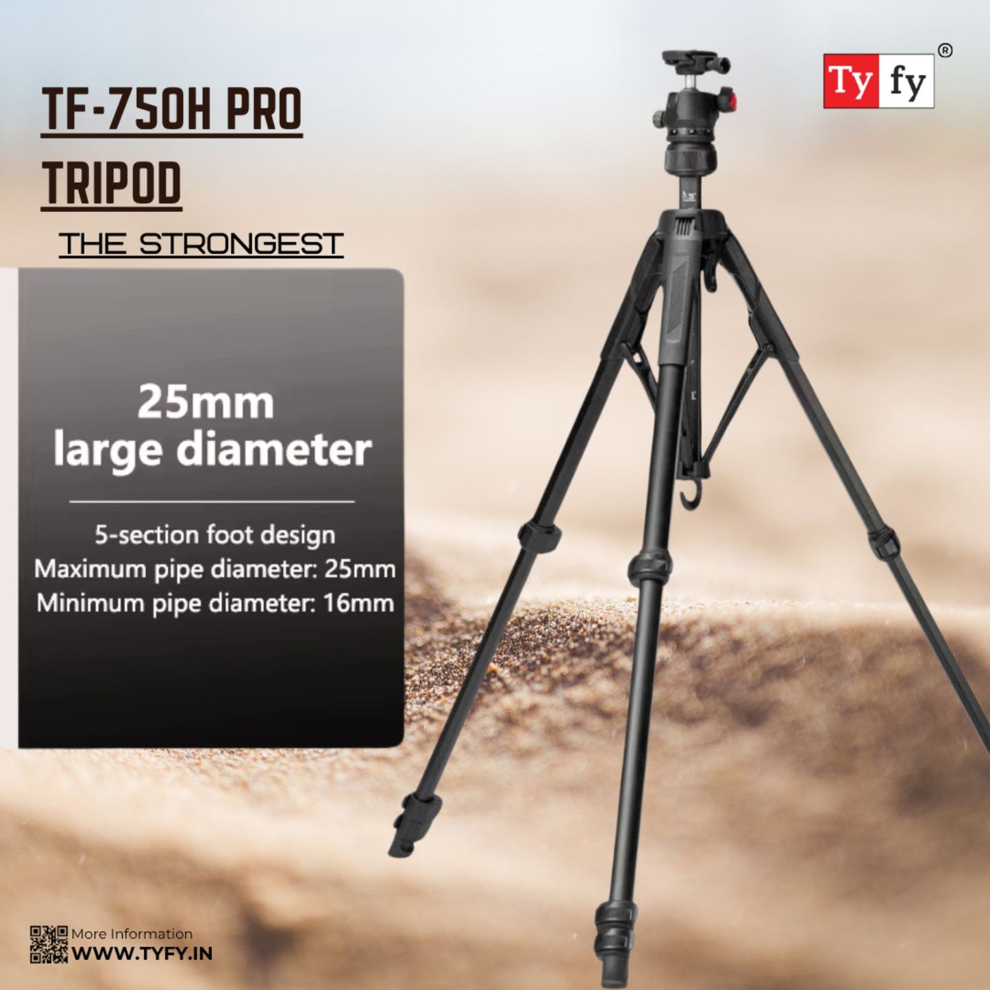 TyFy TF-750H Pro Multi Angle Tripod