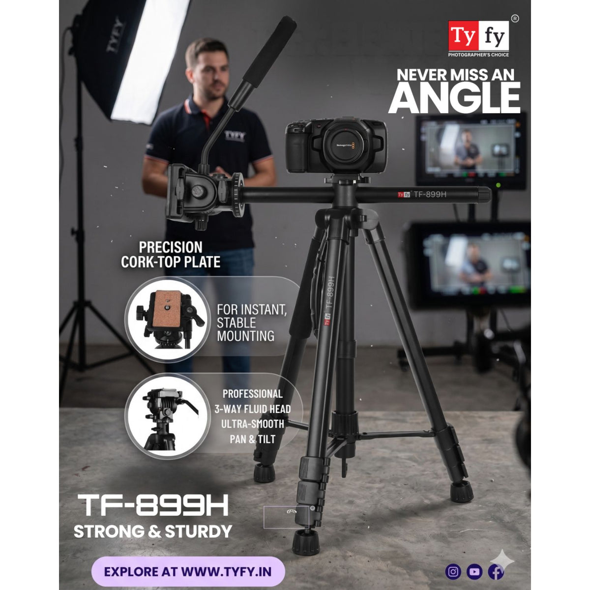 TyFy TF-899H Pro Tilt Tripod