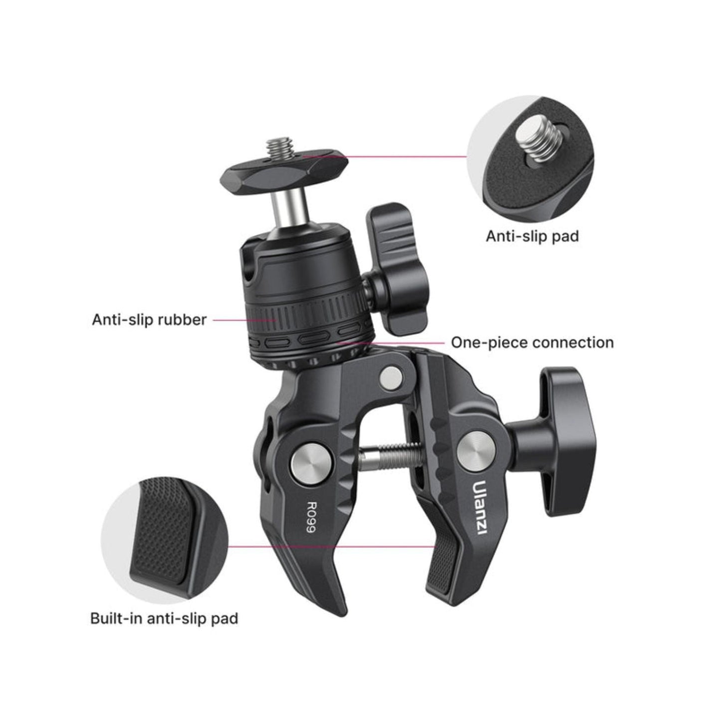 Ulanzi-R099-Clamp-Mount-With-Mini-Ball-Head-Online-Buy-Mumbai-India_2 - Hey Jimmy