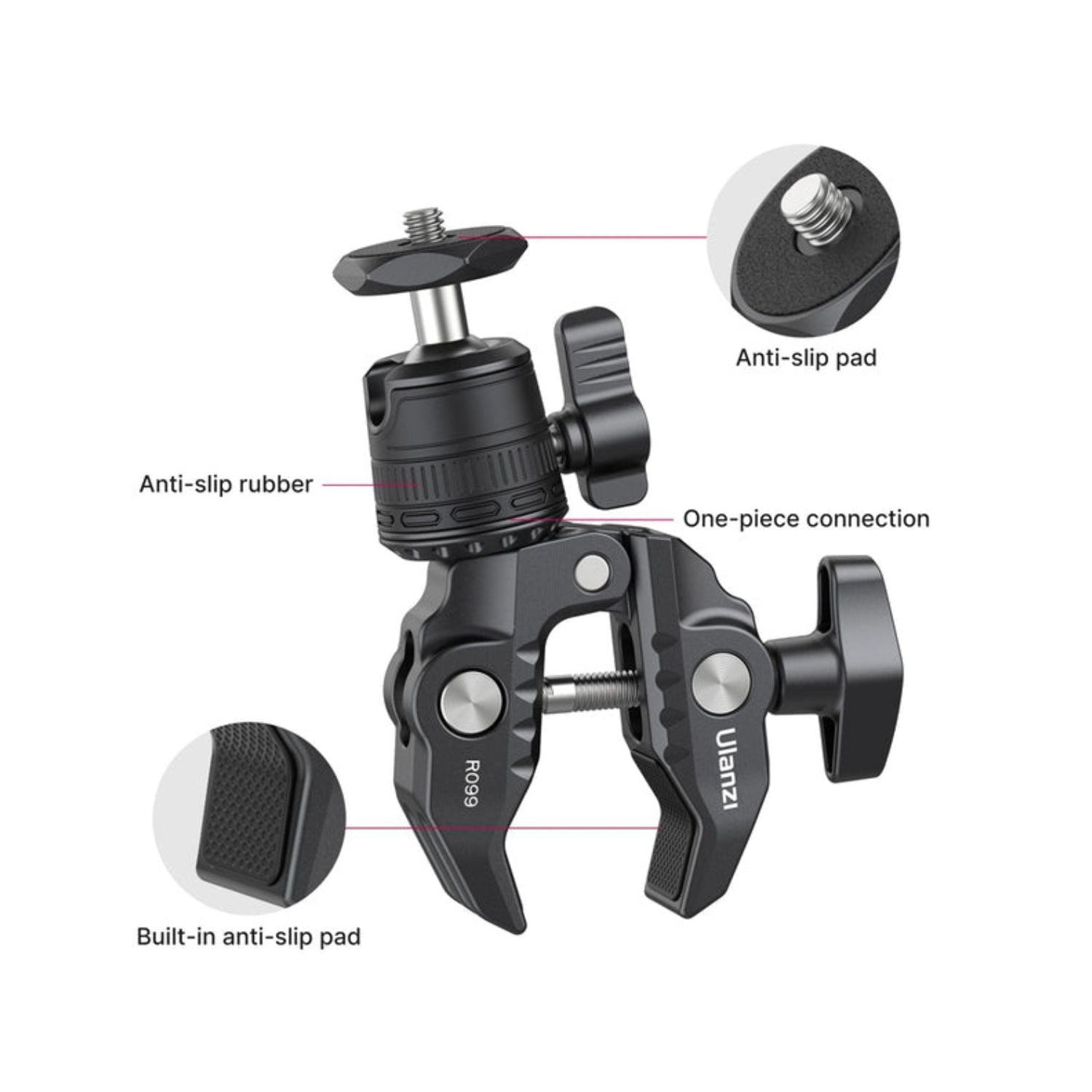 Ulanzi-R099-Clamp-Mount-With-Mini-Ball-Head-Online-Buy-Mumbai-India_2 - Hey Jimmy