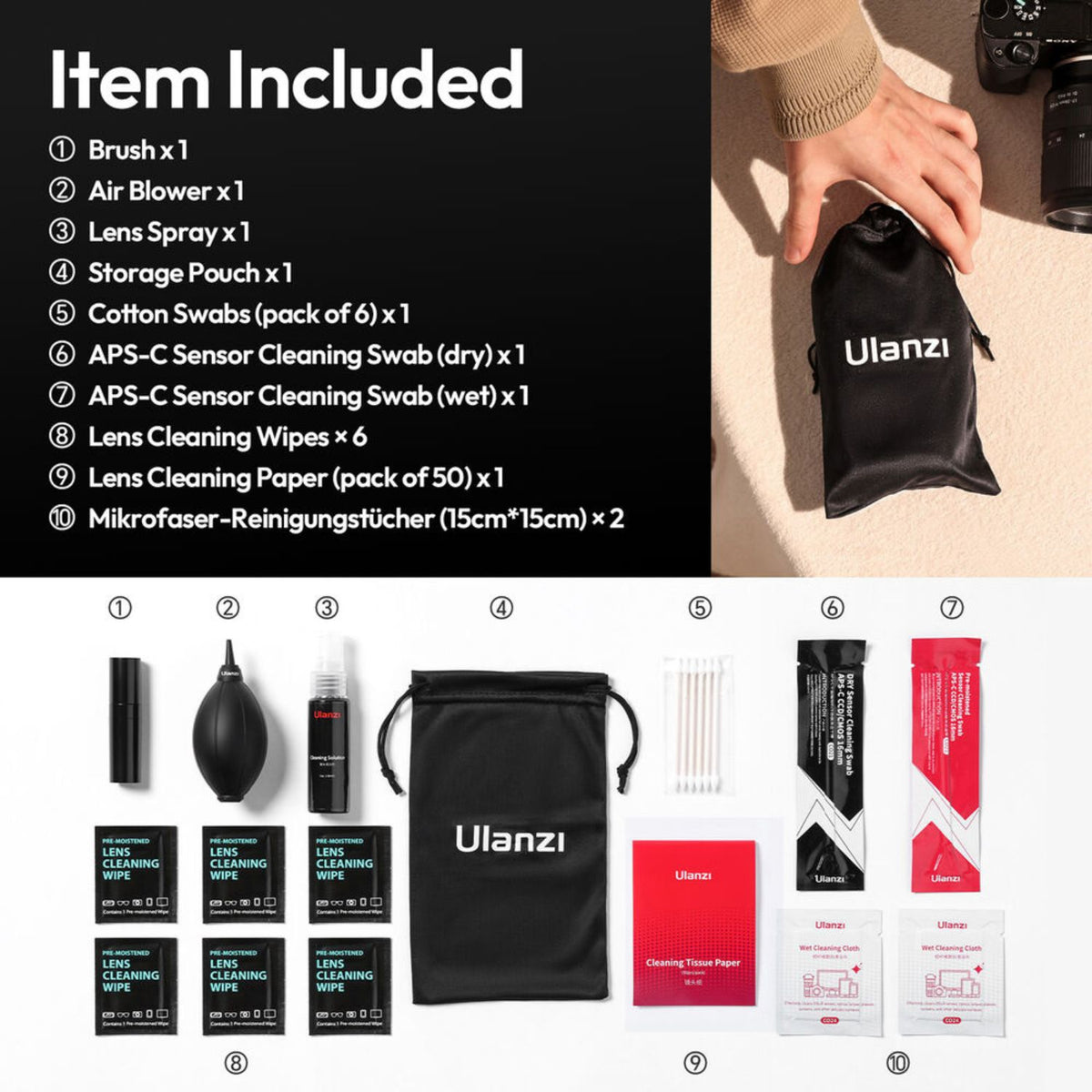Ulanzi CO72 10-in-1 Cleaning Kit for APS-C Camera
