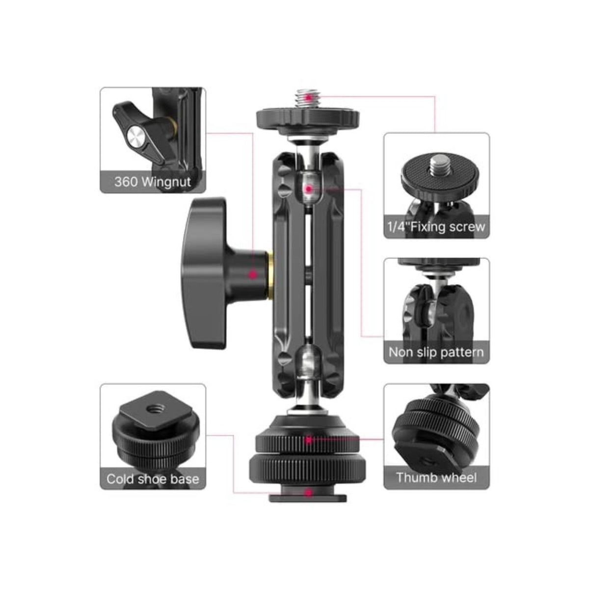 Ulanzi R098 Double Ball Heads with Cold Shoe Mount