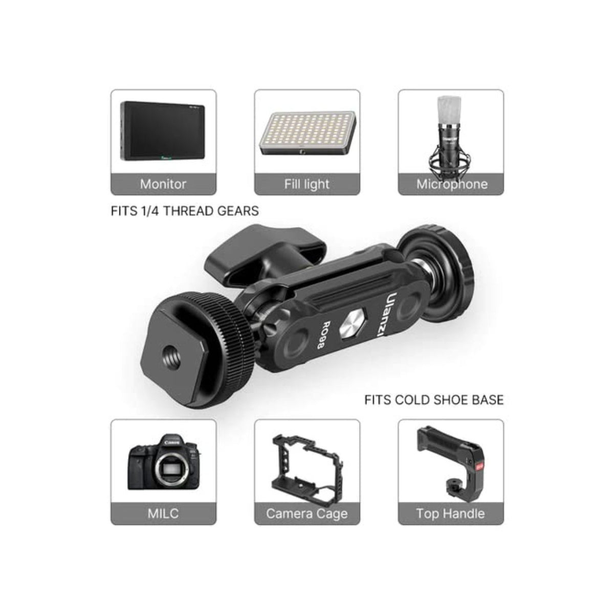 Ulanzi R098 Double Ball Heads with Cold Shoe Mount