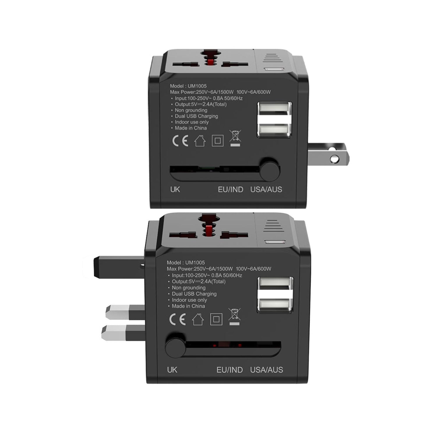 Ultraprolink-World-Travel-Adapter-with-Dual-USB-2.4A-12W-Online-Buy-Mumbai-India - Hey Jimmy