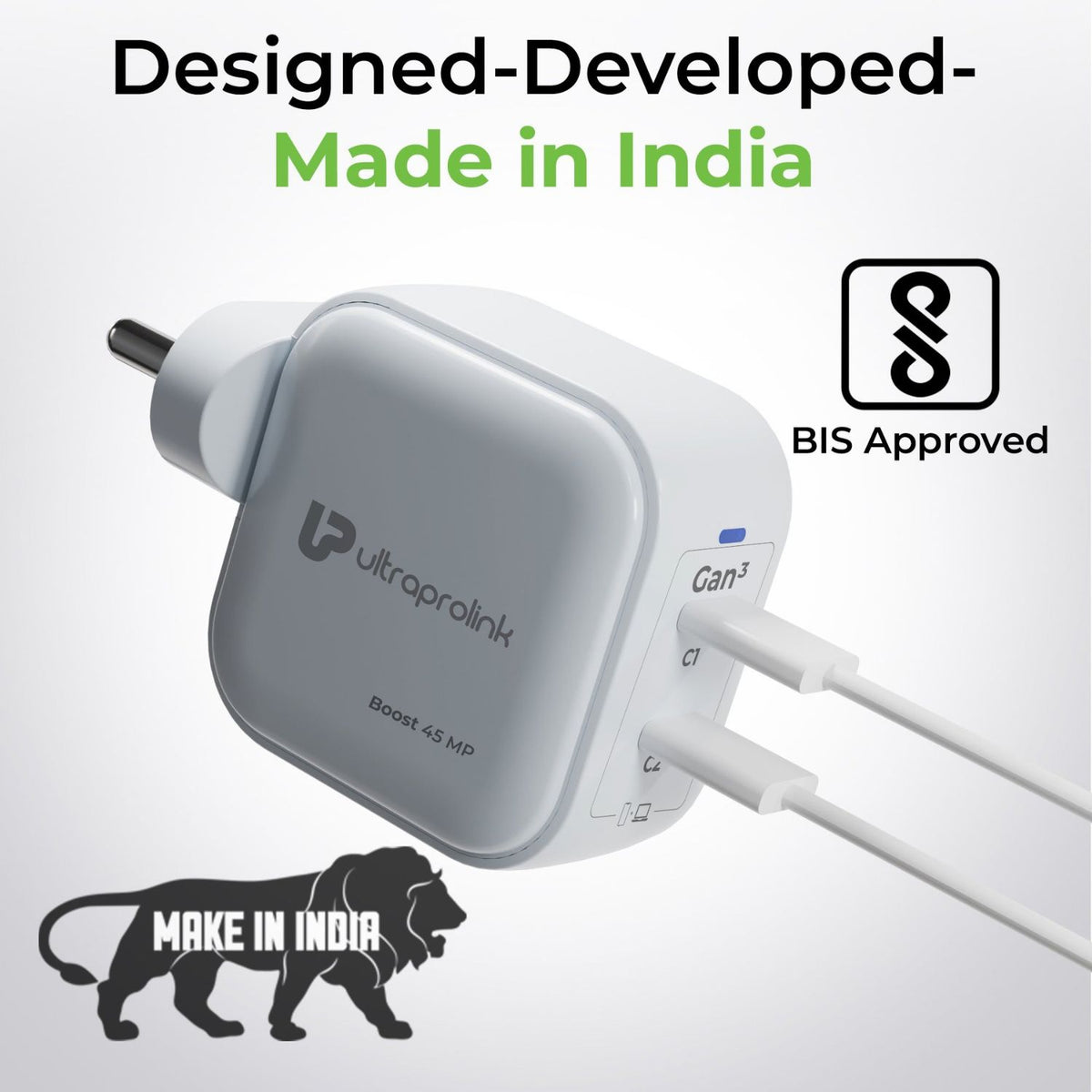 Ultraprolink Boost 45 MP Multi-Protocol Fast Travel Charger with 1m Type C Cable