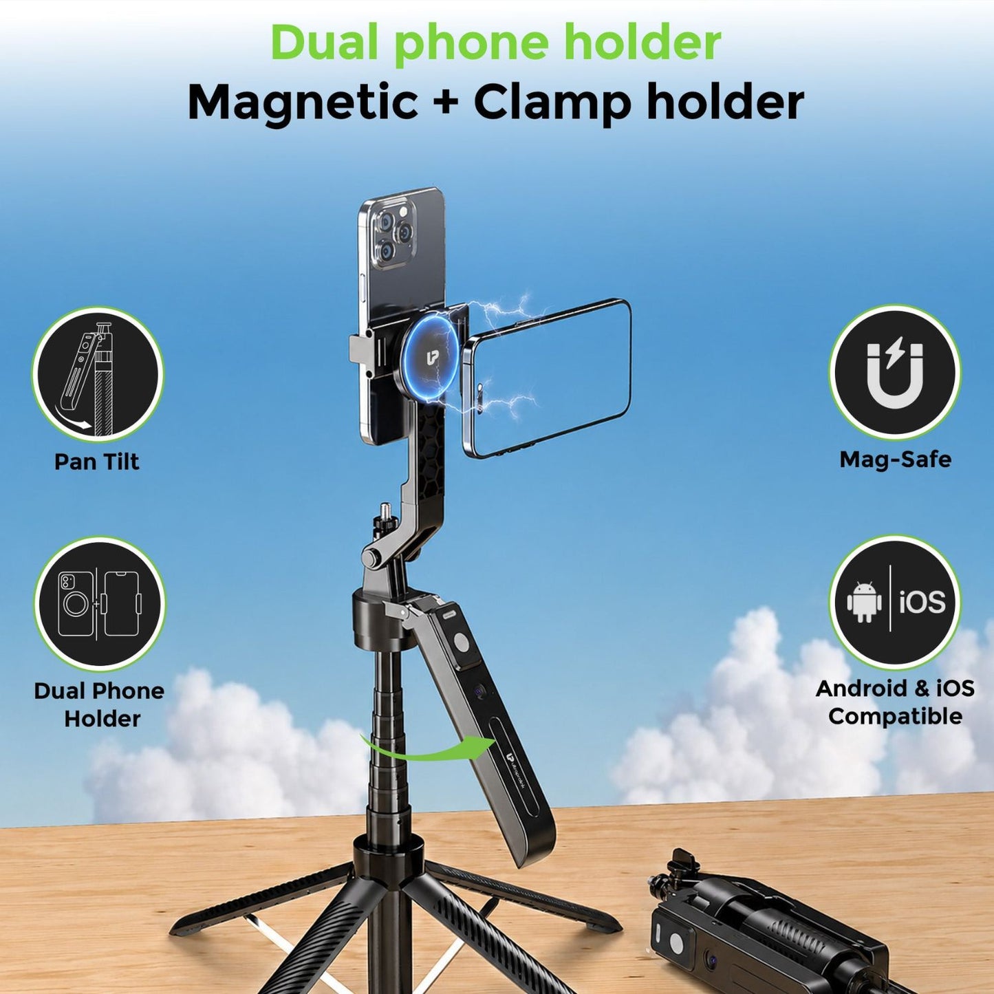 Ultraprolink Snap-Z Aura AI Face Tracking Tripod 180cm with 360 degree Rotation