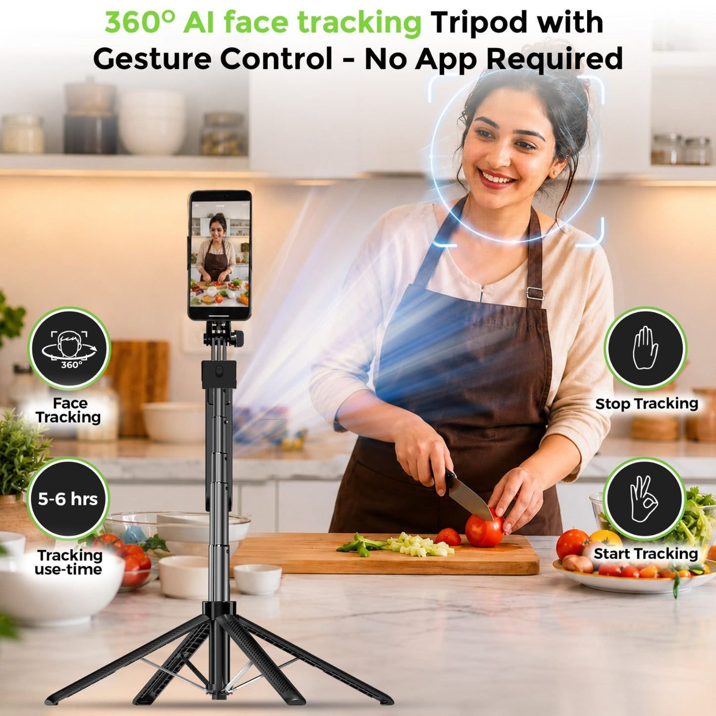 Ultraprolink Snap-Z Aura AI Face Tracking Tripod 180cm with 360 degree Rotation
