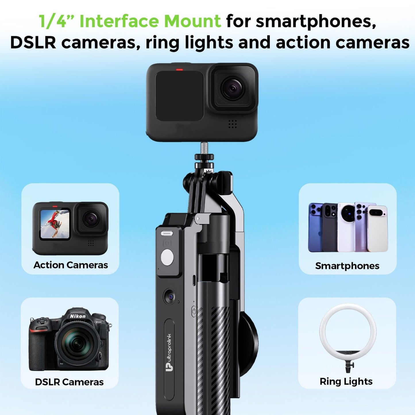 Ultraprolink Snap-Z Aura AI Face Tracking Tripod 180cm with 360 degree Rotation