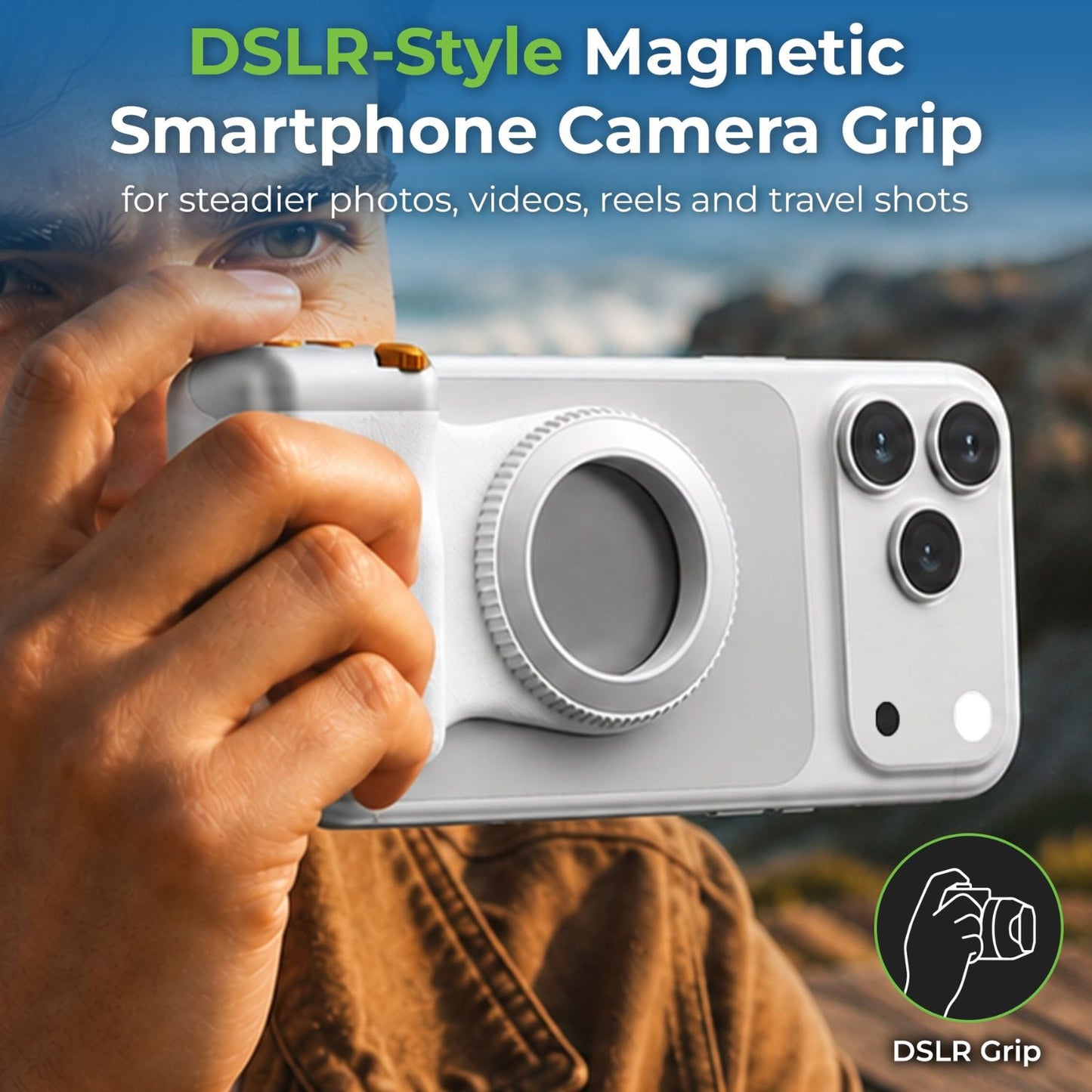 Ultraprolink Snap-Z Grip Magnetic Phone Camera Grip with Detachable Bluetooth Shutter