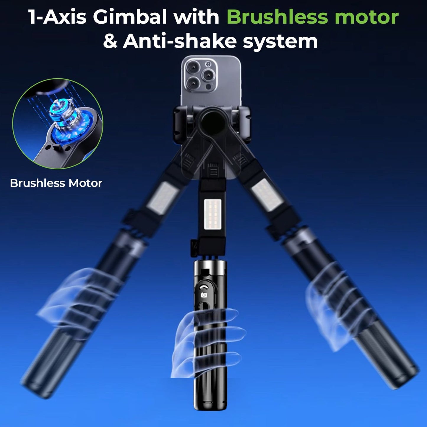 Ultraprolink Snap-Z Pro 3 in 1 Gimbal Selfie Stick & Extendible Quadripod