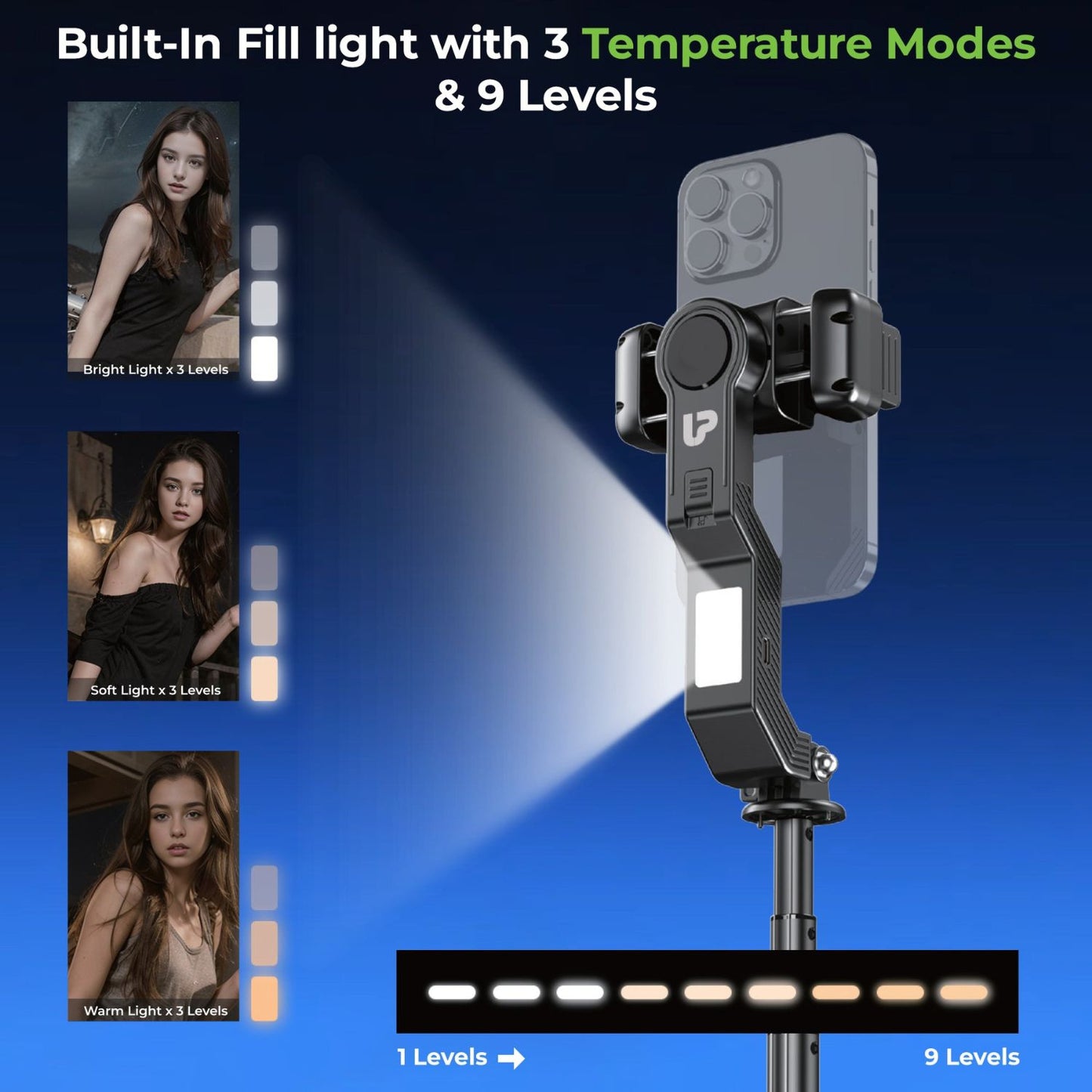 Ultraprolink Snap-Z Pro 3 in 1 Gimbal Selfie Stick & Extendible Quadripod
