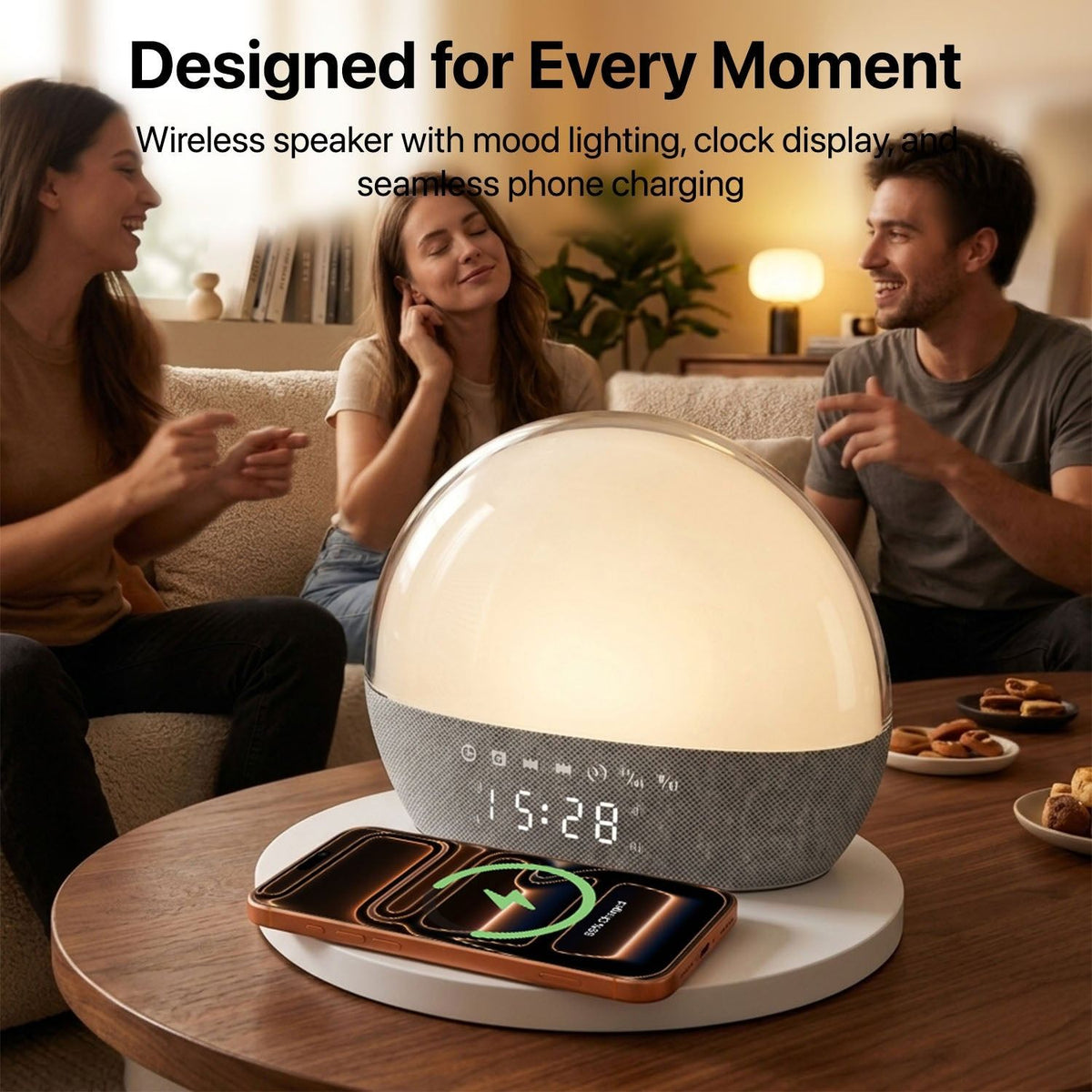 Vaku Luxos 3-in-1 SOUNDNEST Bluetooth Speaker with 15W Wireless Charger