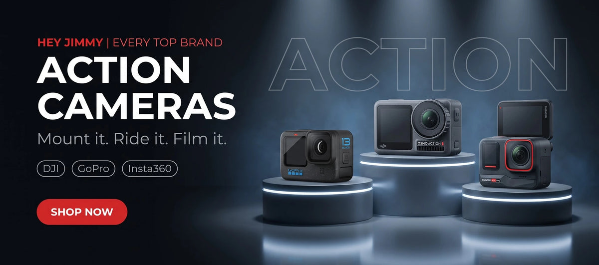 DJI Osmo Action, GoPro and Insta360 action cameras at Hey Jimmy India