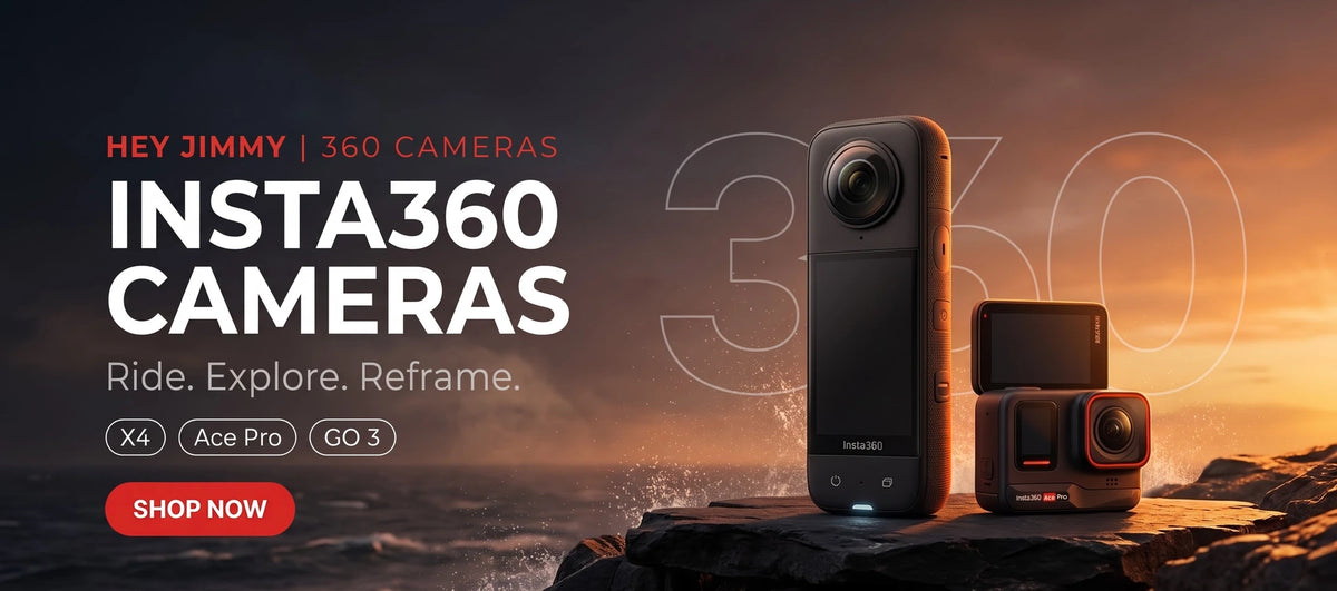 Insta360 X4 and Ace Pro 360 action cameras at Hey Jimmy India