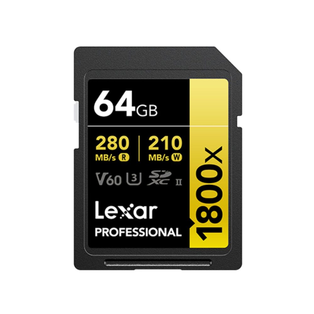 Lexar 64GB Professional 1800x SDXC UHS-II V60 Memory Card (280MB/s)
