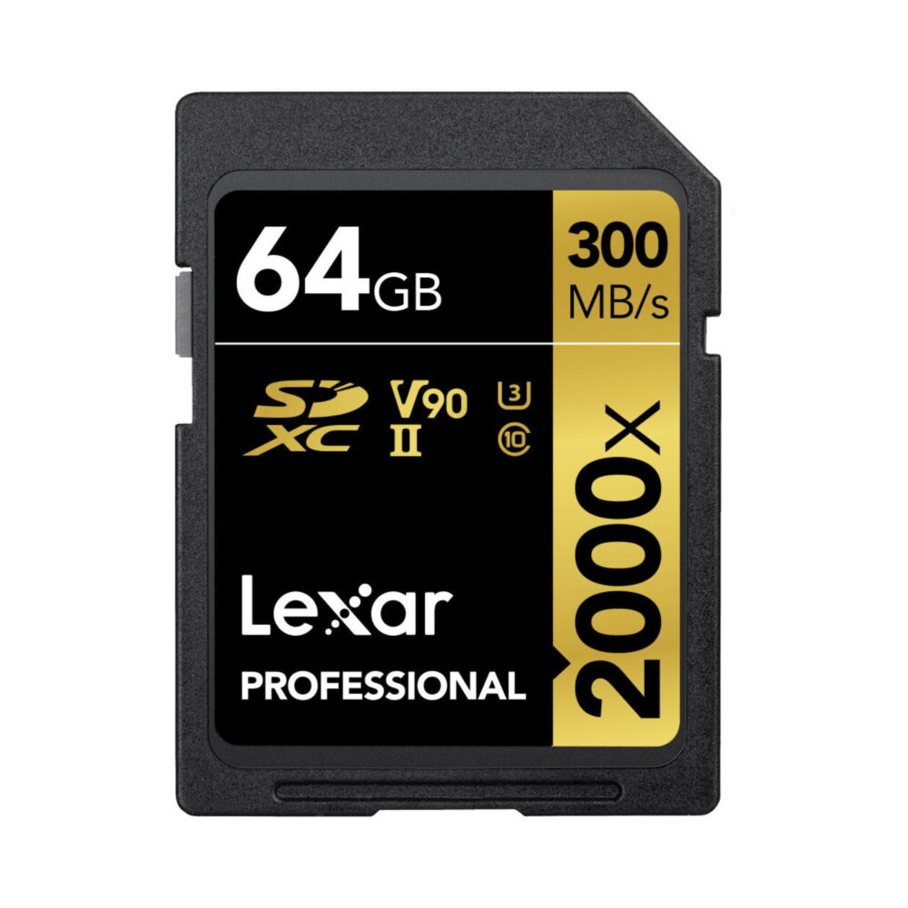 Lexar 64GB Professional 2000x SDXC UHS-II V90 Memory Card (300MB/s)