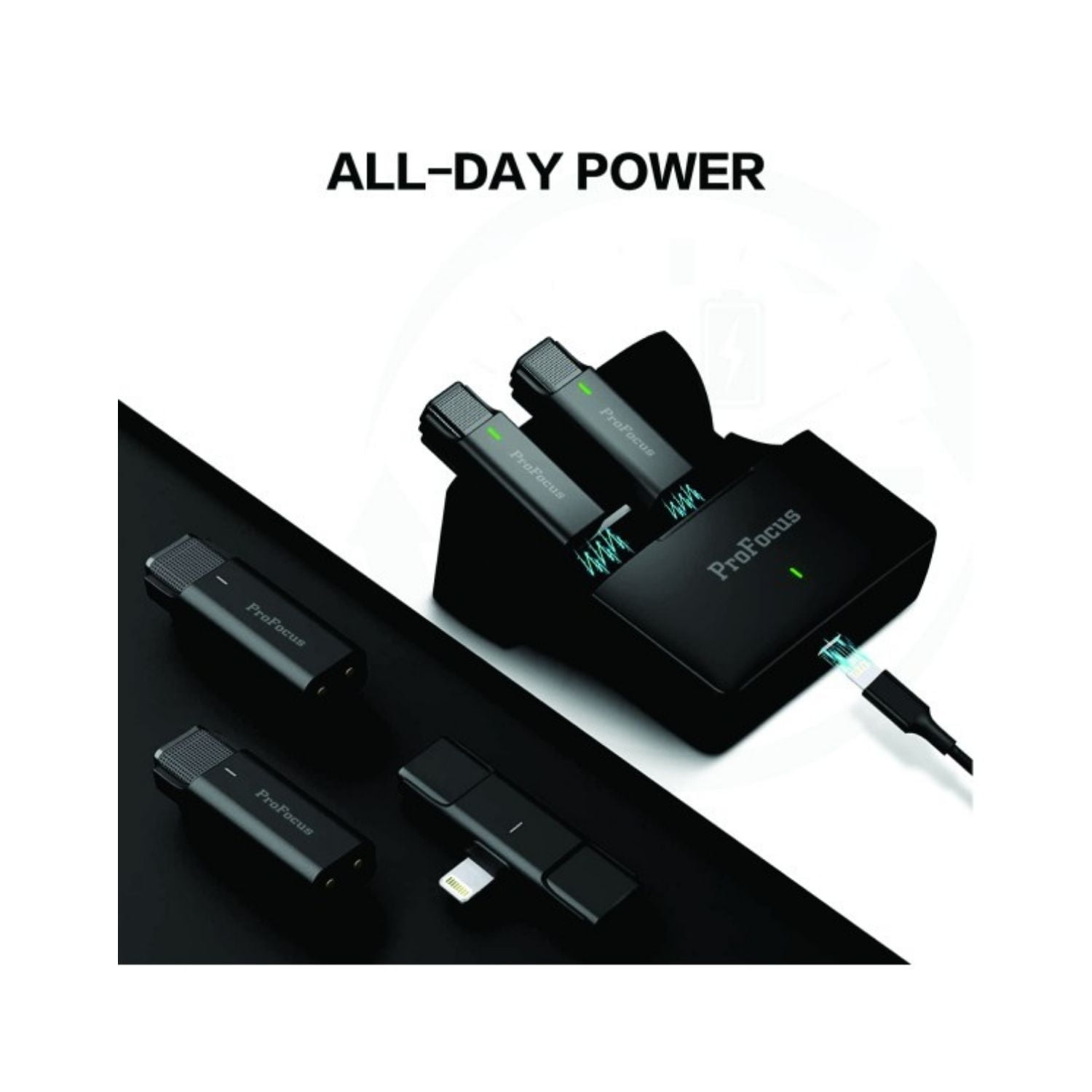 Profocus Wireless Smart Microphone Lightning with Charging Case For Apple