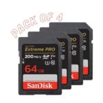 SanDisk 64GB Extreme PRO UHS-I SDXC Memory Card (200MB/s) (4-Pack)
