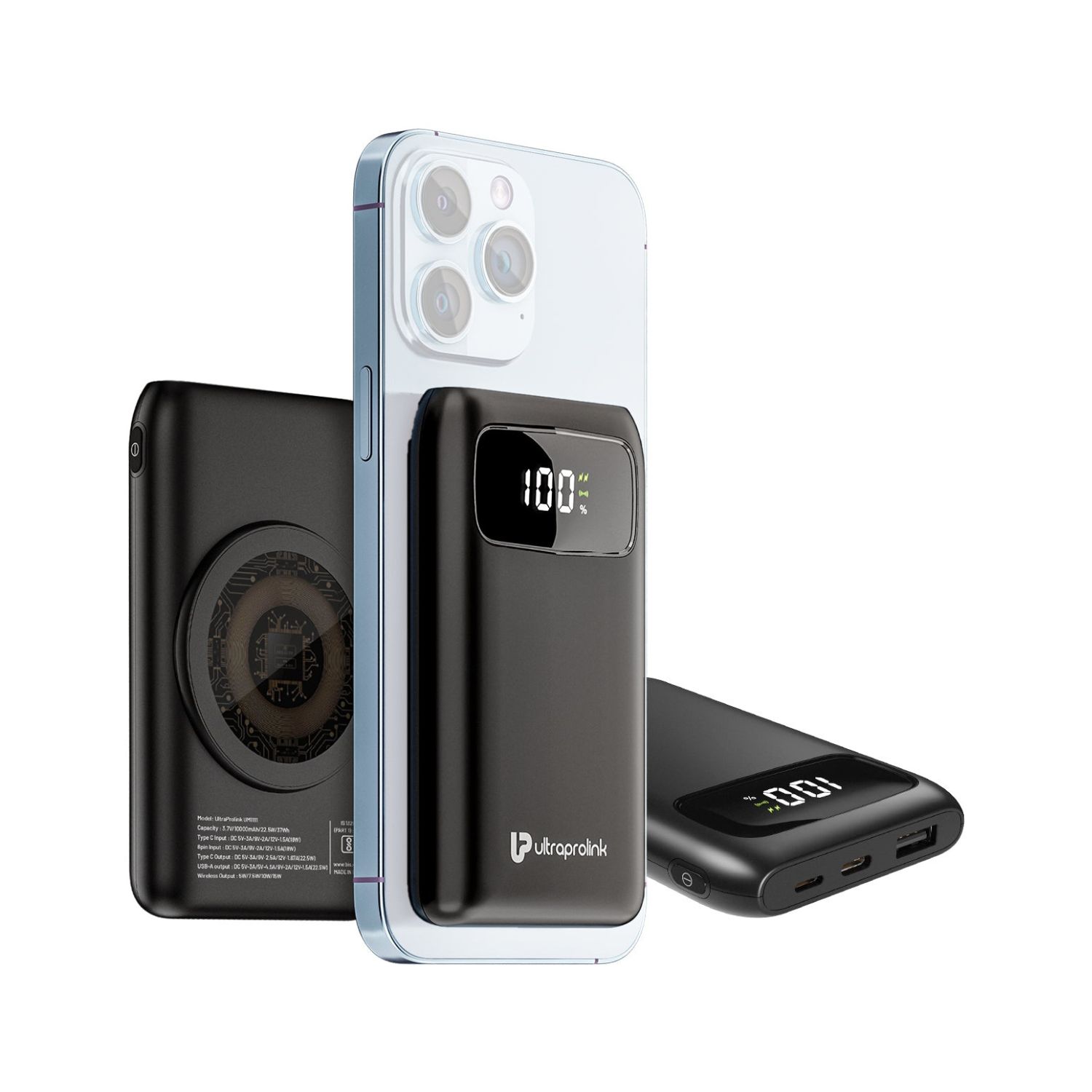 Ultraprolink 10000mAh Juice-Up 10k Mag 15W Wireless Magnetic Power Bank