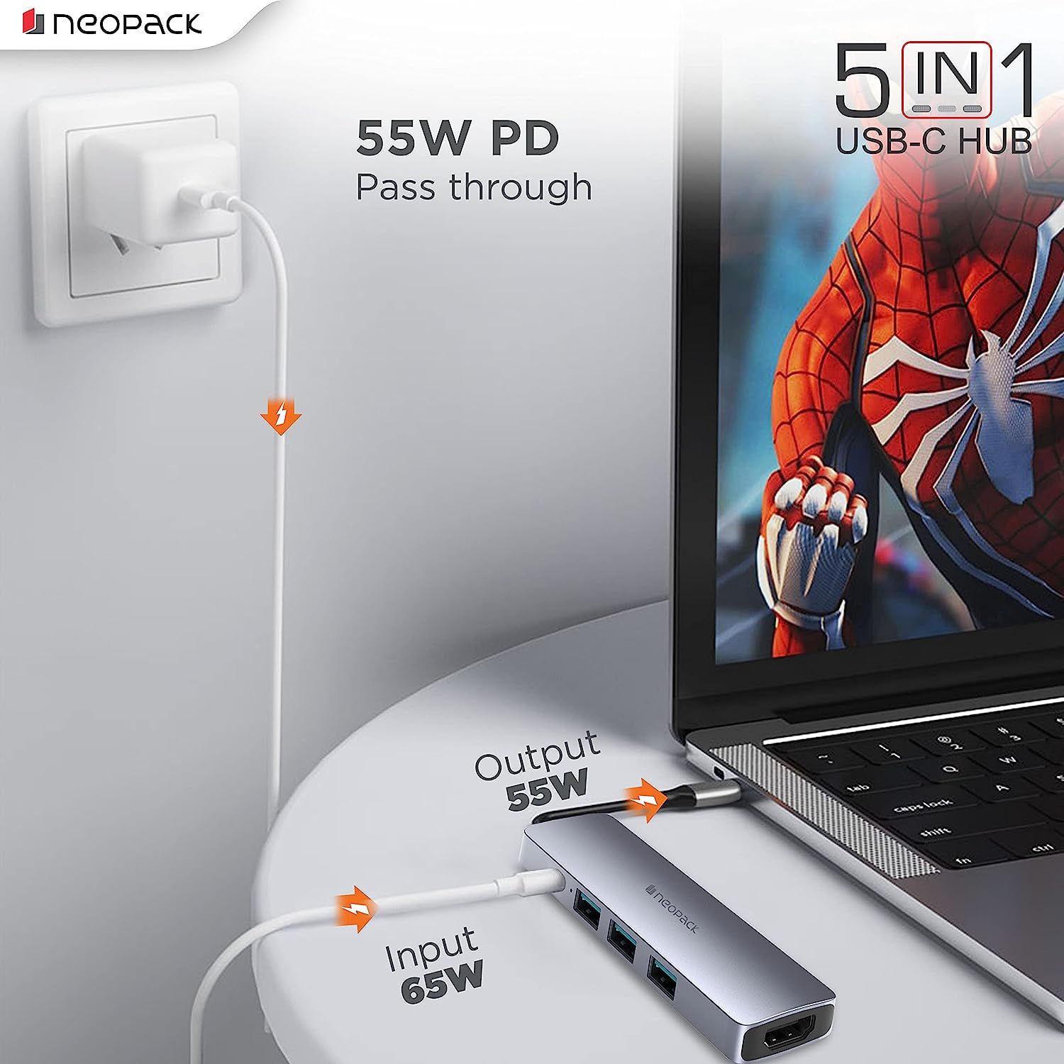 Neopack 5 in 1 USB C Hub Multiport Adapter