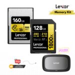 Lexar Memory Kit: 160GB CFexpress + 128GB V60 Card Bundle with FREE Dual Slot Card Reader