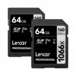 Lexar 64GB Professional 1066x SDXC UHS-I V30 Memory Card (160MB/s) (2-Pack)