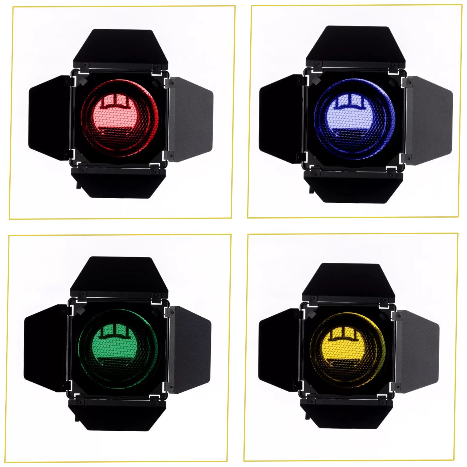 AriesX Photo Video Barndoor with Grid and 4 Colour Gels