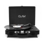 Claw Stag Portable Vinyl Record Player Turntable with Built-in Stereo Speakers (Black)