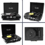 Claw Stag Portable Vinyl Record Player Turntable with Built-in Stereo Speakers (Black)