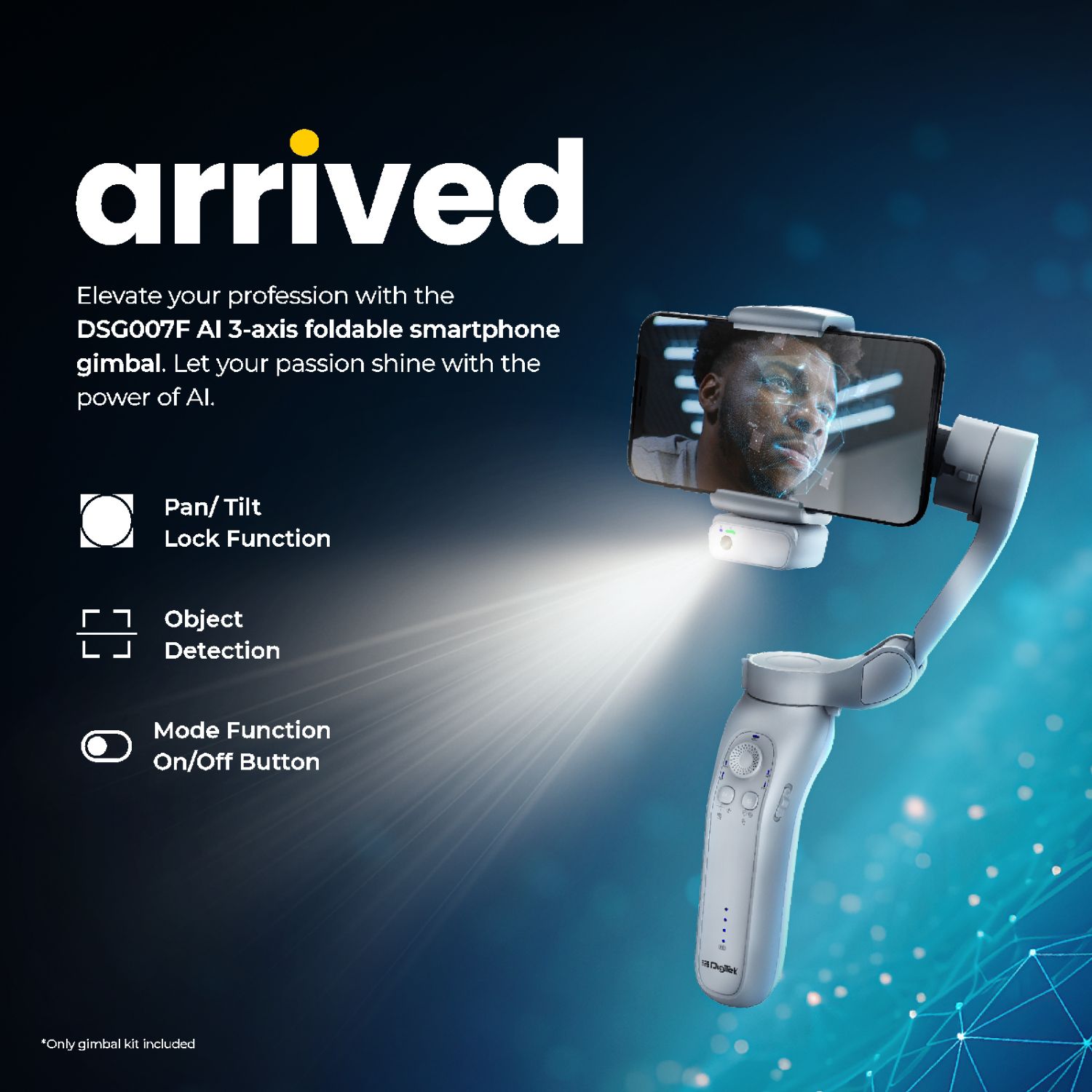 Digitek DSG-007F AI 3 Axis Wide Angle Smartphone Gimbal with AI Tracker