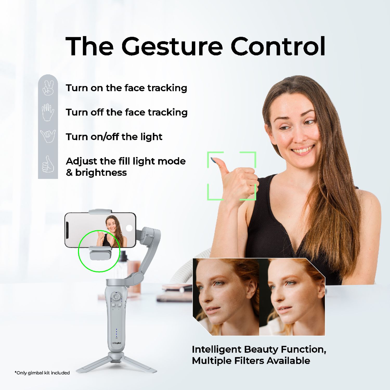 Digitek DSG-007F AI 3 Axis Wide Angle Smartphone Gimbal with AI Tracker