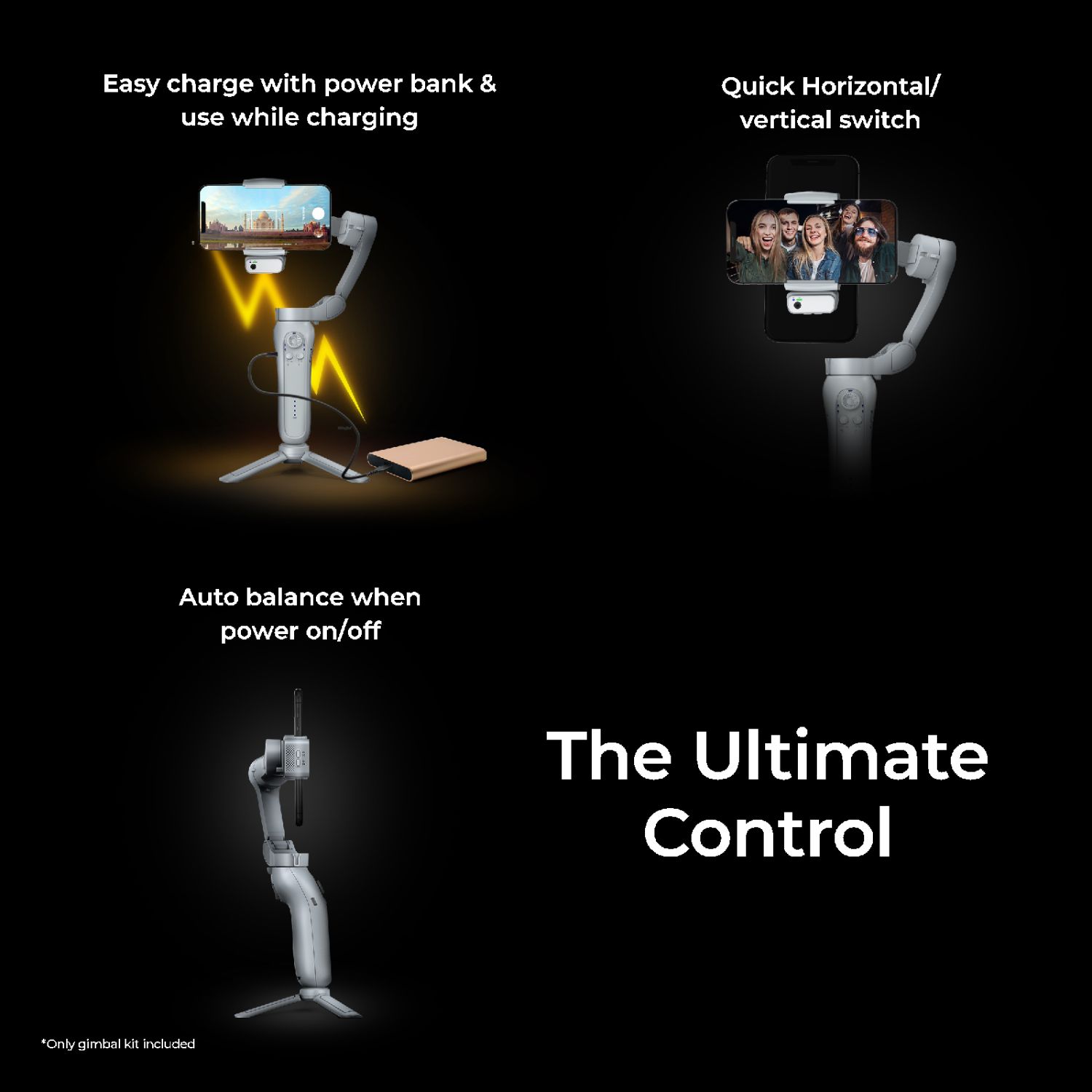 Digitek DSG-007F AI 3 Axis Wide Angle Smartphone Gimbal with AI Tracker