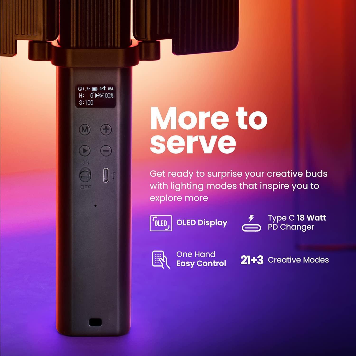 Digitek DSL-30W RGB Portable Handheld LED Light Wand with Grid