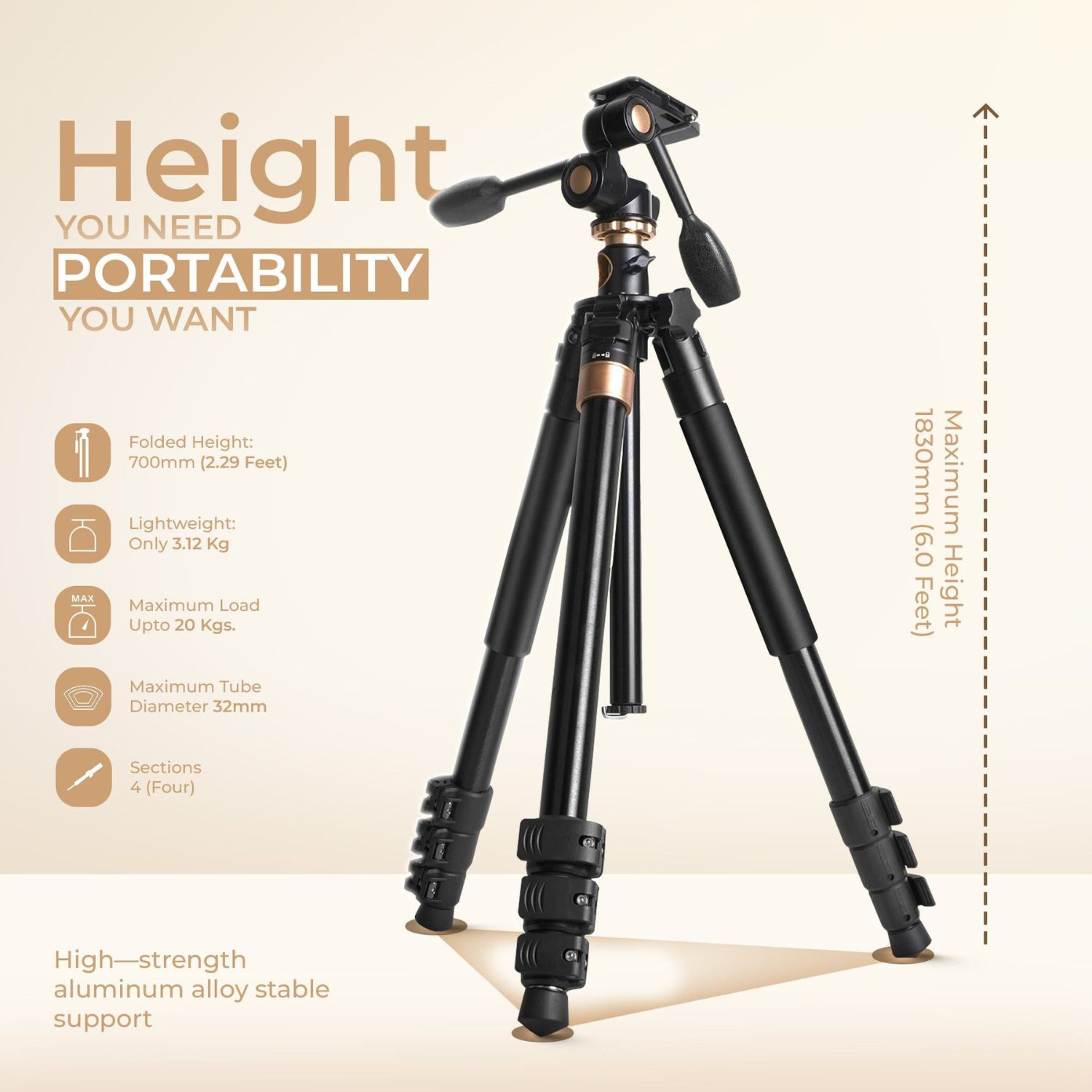 Digitek DTR 620 BH Multi-Angle 6ft DV Tripod Cum Monopod