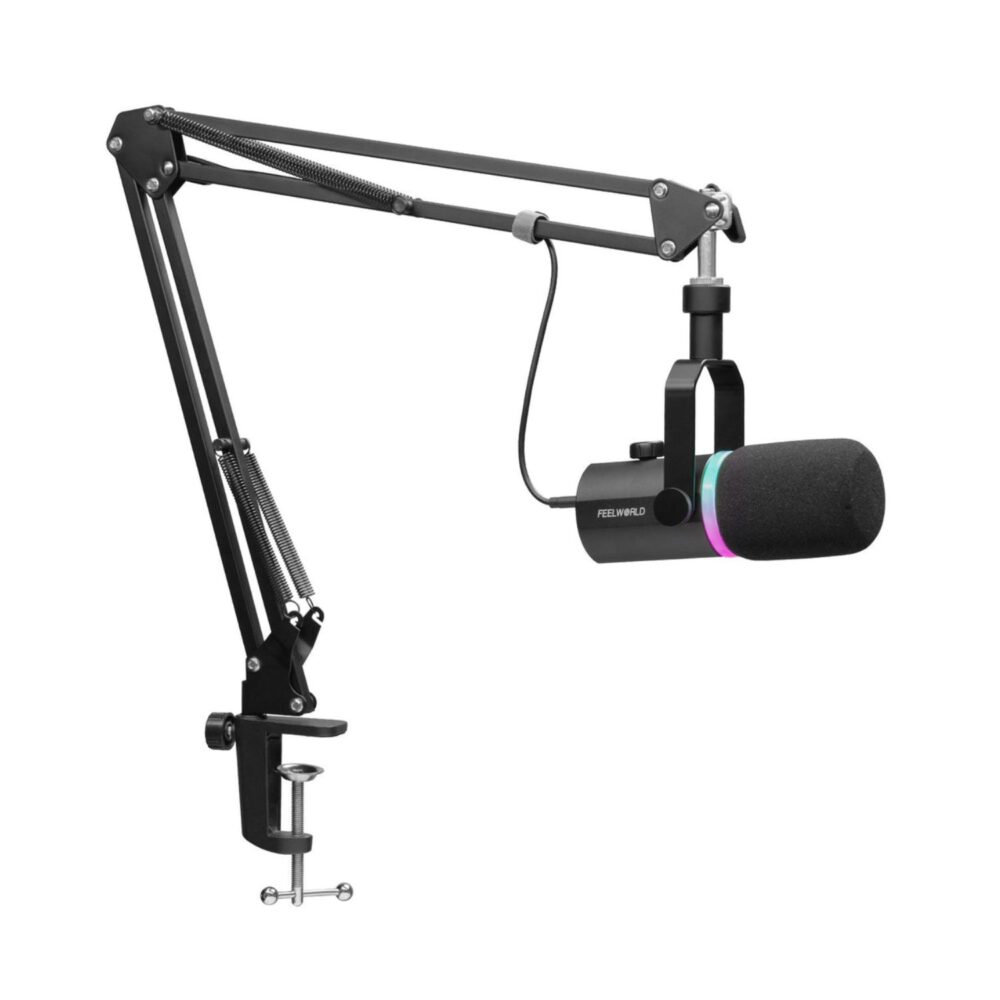 Feelworld PM1 XLR USB Dynamic Microphone with Boom Arm Stand for Podcast