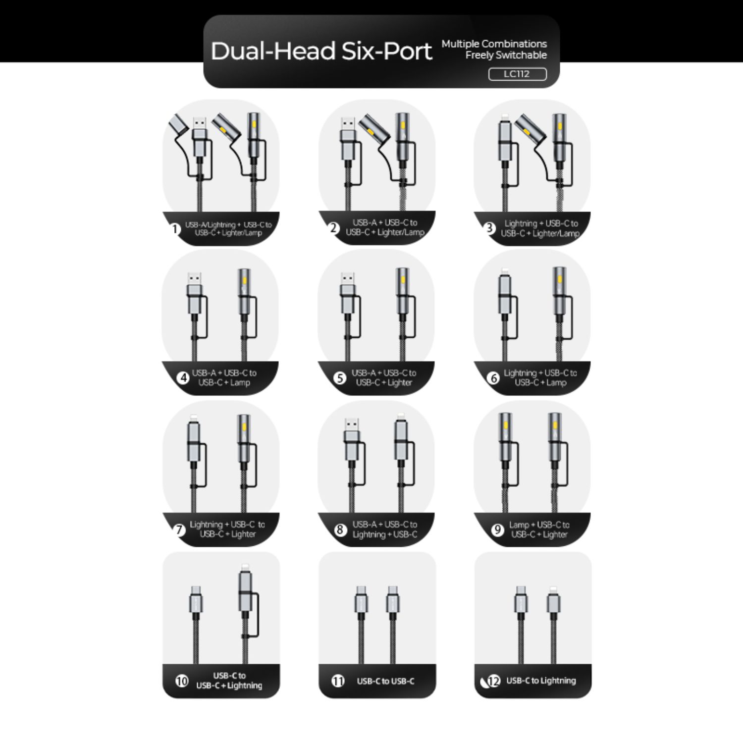 Lenyes LC112 6-in-1 60W Braided Cable