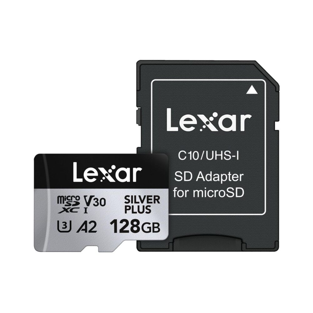 Lexar 128GB Professional SILVER PLUS MicroSDXC UHS-I V30 Memory Card With SD Adapter (205MB/s)