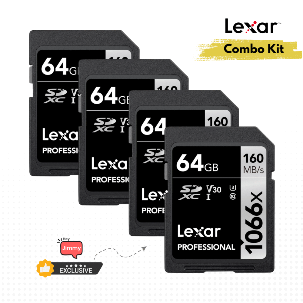 Lexar 64GB Professional 1066x SDXC UHS-I V30 Memory Card (160MB/s) (4-Pack)