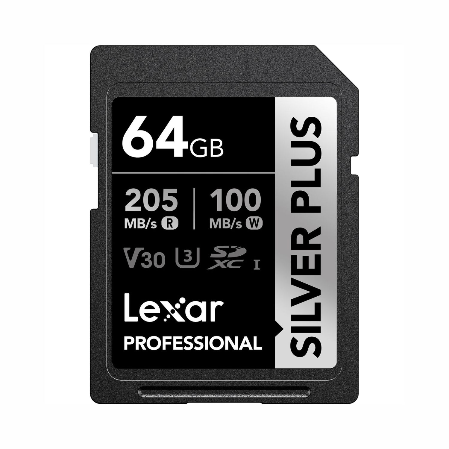 Lexar 64GB Professional SILVER PLUS SDXC UHS-I V30 Memory Card (205MB/s)