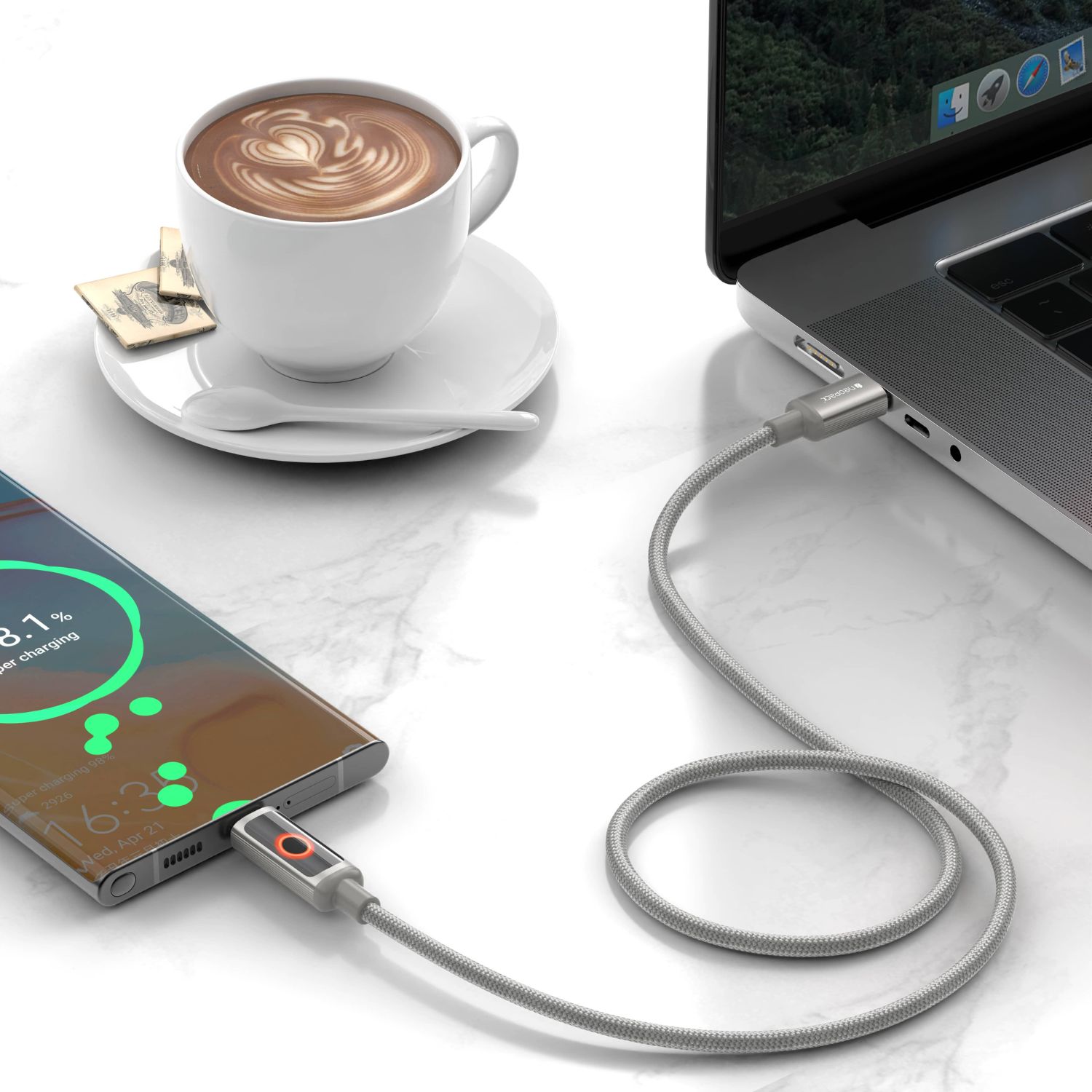 Neopack 60W Smart Auto-off USB Type-C to Type-C LCD Display Cable (1.5m)