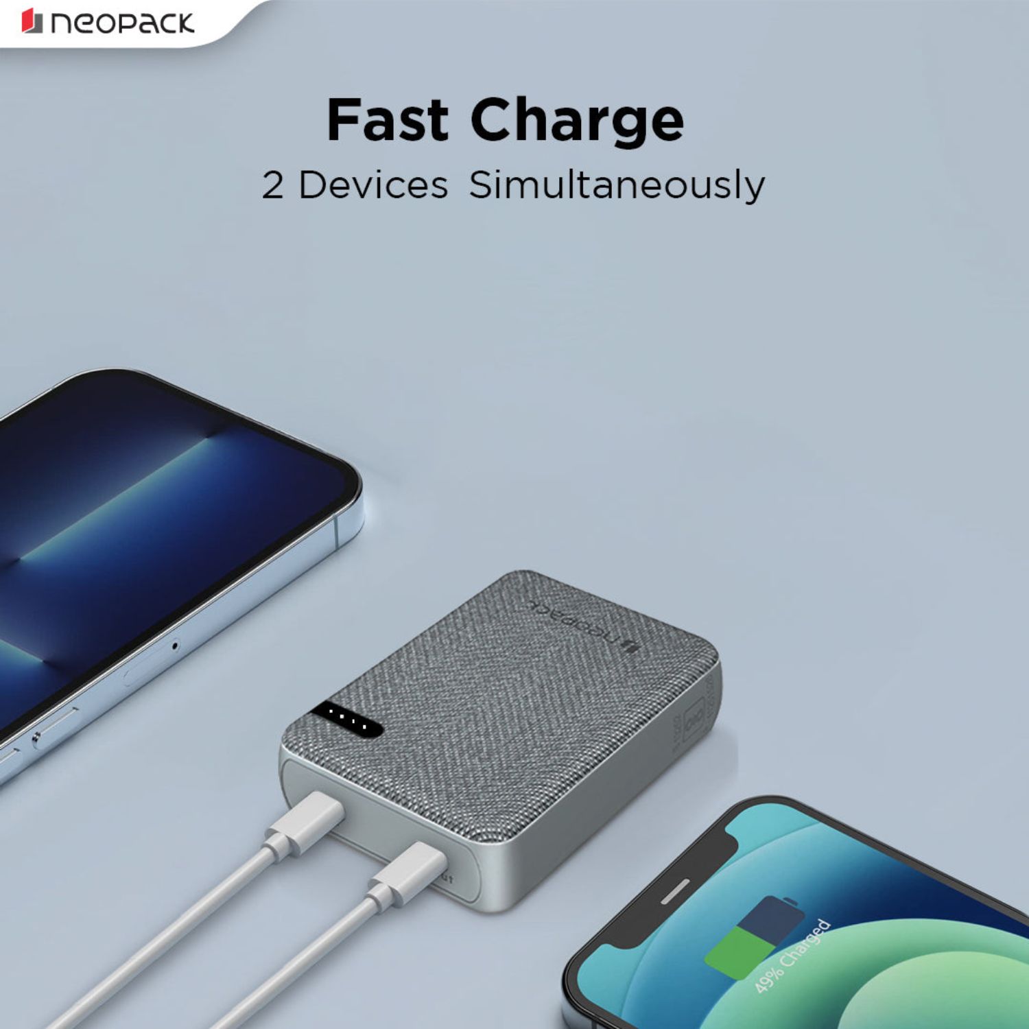 Neopack 10000mAH Bolt Power Bank with Dual USB-C Port