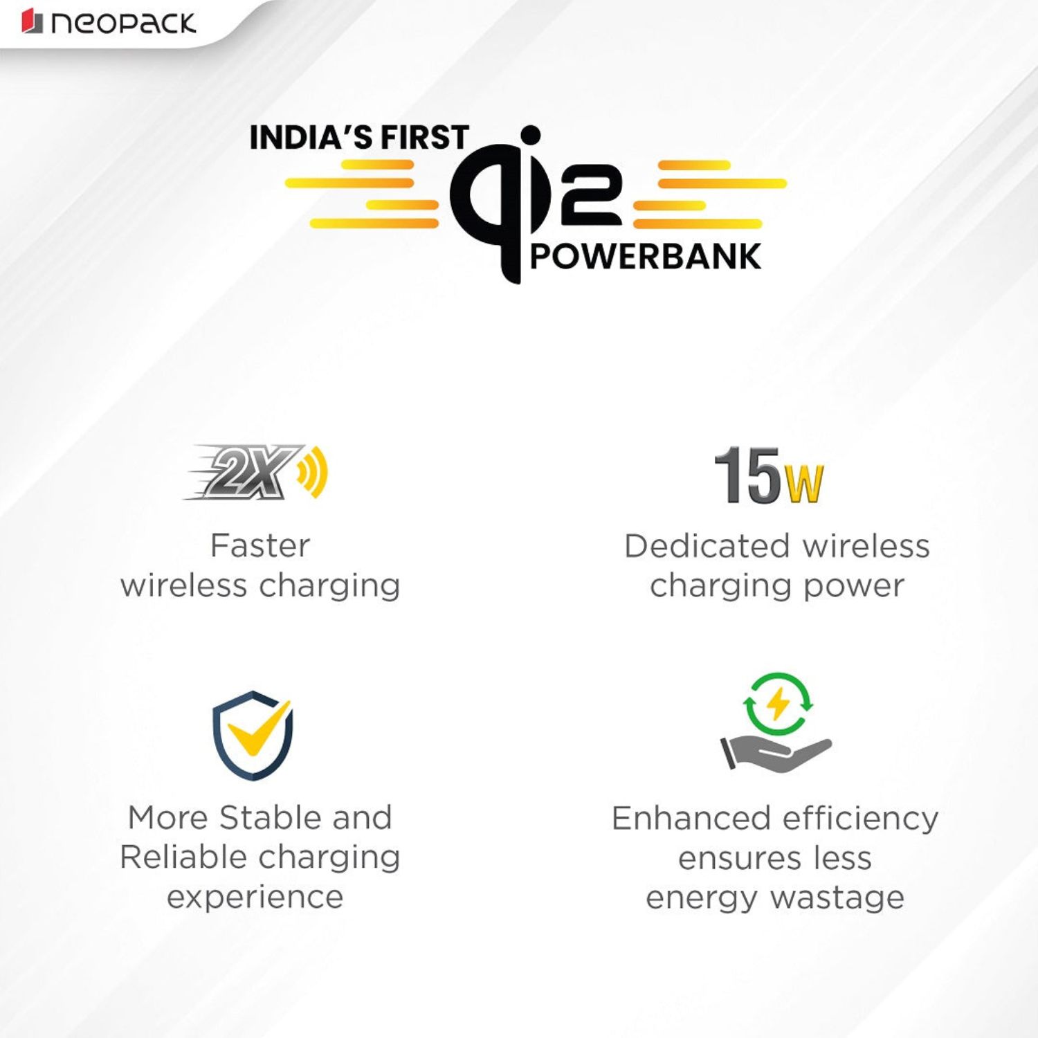 Neopack 10000mAh Rapid Qi2 Fast Charging Magsafe Power Bank with Wireless Charging