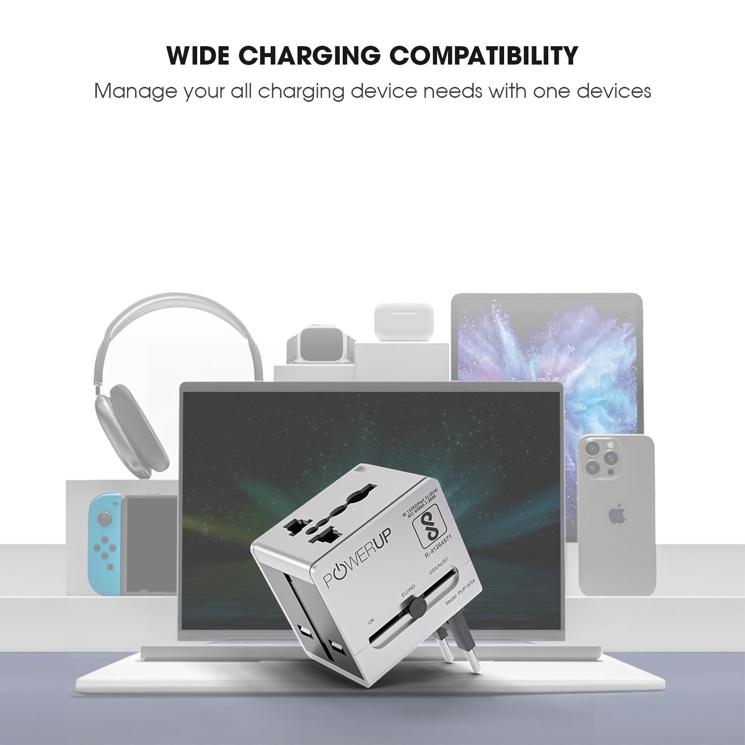 POWERUP World Travel Adapter with Type-C PD/ Dual USB Port