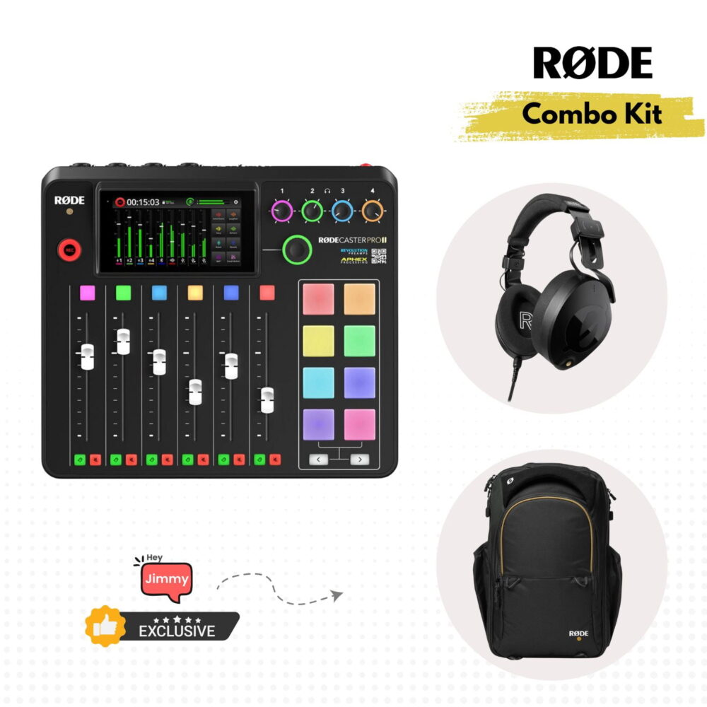 Rode RØDECaster Pro II with NTH-100 Headphone and Backpack Bag Combo