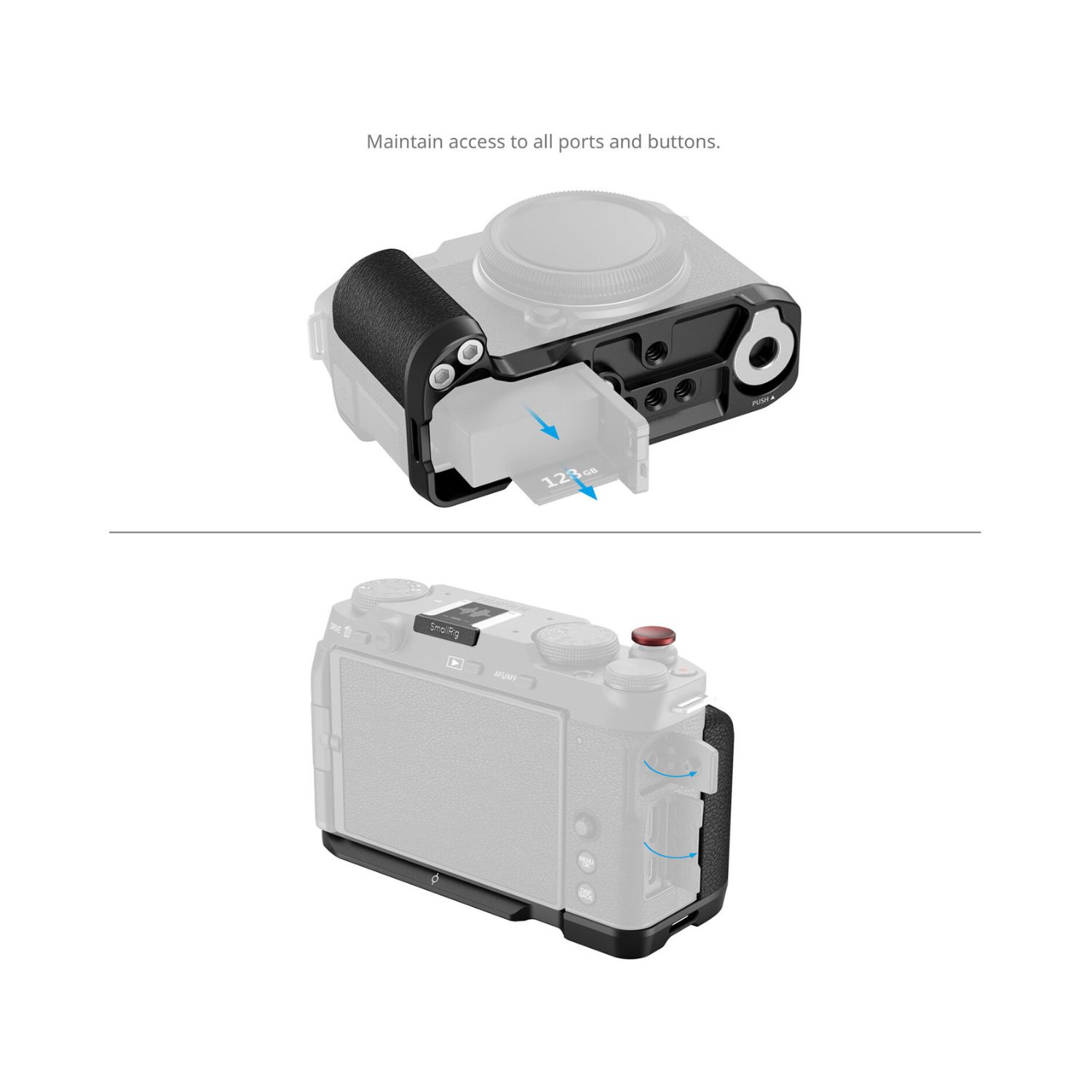 SmallRig 4876 L-Shape Mount Plate with Silicone Handle for FUJIFILM X-M5 (Black)