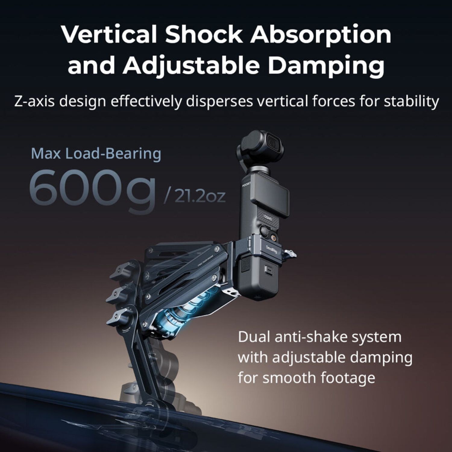 SmallRig 5123 Mini Shock Absorber Arm for DJI Osmo Pocket 3 / GoPro HERO13 / Insta360 X4